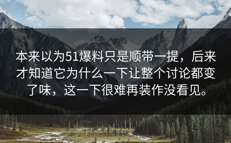 本来以为51爆料只是顺带一提，后来才知道它为什么一下让整个讨论都变了味，这一下很难再装作没看见。