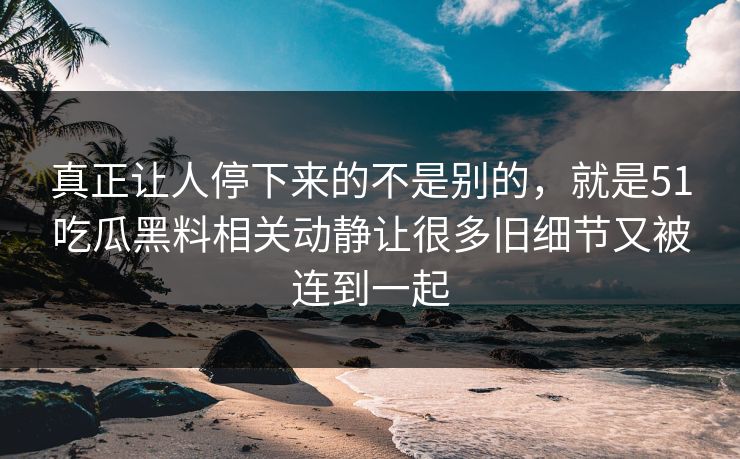 真正让人停下来的不是别的，就是51吃瓜黑料相关动静让很多旧细节又被连到一起