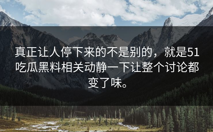 真正让人停下来的不是别的，就是51吃瓜黑料相关动静一下让整个讨论都变了味。