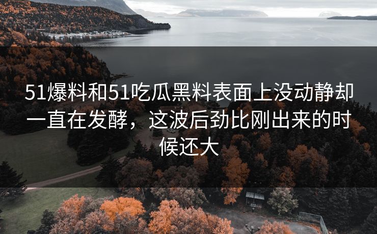 51爆料和51吃瓜黑料表面上没动静却一直在发酵，这波后劲比刚出来的时候还大