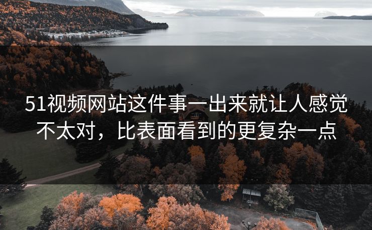 51视频网站这件事一出来就让人感觉不太对，比表面看到的更复杂一点