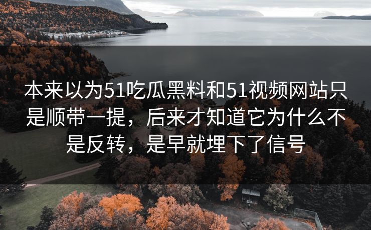 本来以为51吃瓜黑料和51视频网站只是顺带一提，后来才知道它为什么不是反转，是早就埋下了信号